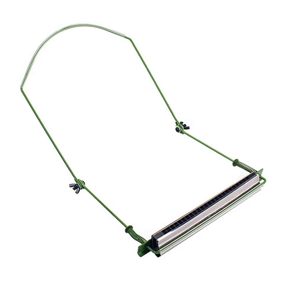 

10 Holes Harmonica Neck Holder Metal Frame Harp Rack for Mouth Accessory Green Lightweight Stainless Steel Adjustable