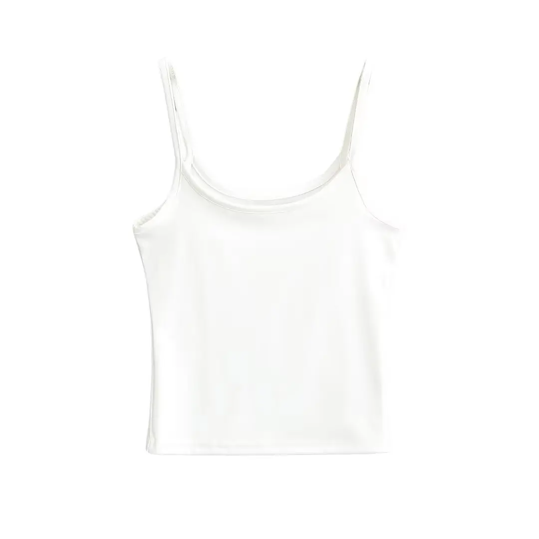 เสื้อกล้ามทรงสลิมแบบพื้นฐาน สไตล์อเมริกัน สีพื้น เรียบง่าย ใส่ได้หลายโอกาส เหมาะสำหรับใส่เป็นเสื้อตัวใน แฟชั่นฤดูร้อนสำหรับผู้หญิง