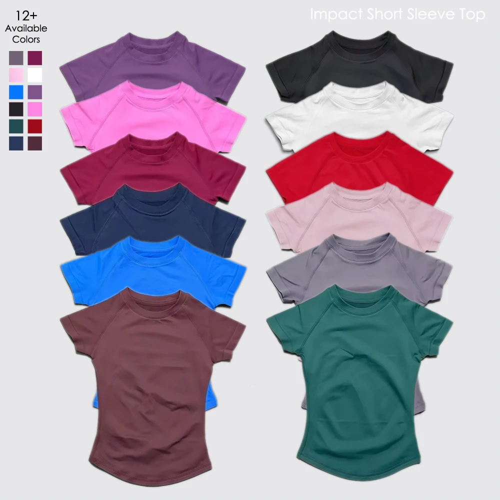 

1Piece Women's Seamless Impact Short Sleeve Yoga Leotard Sports T-Shirt Fitness Vest Running Workout Shirts