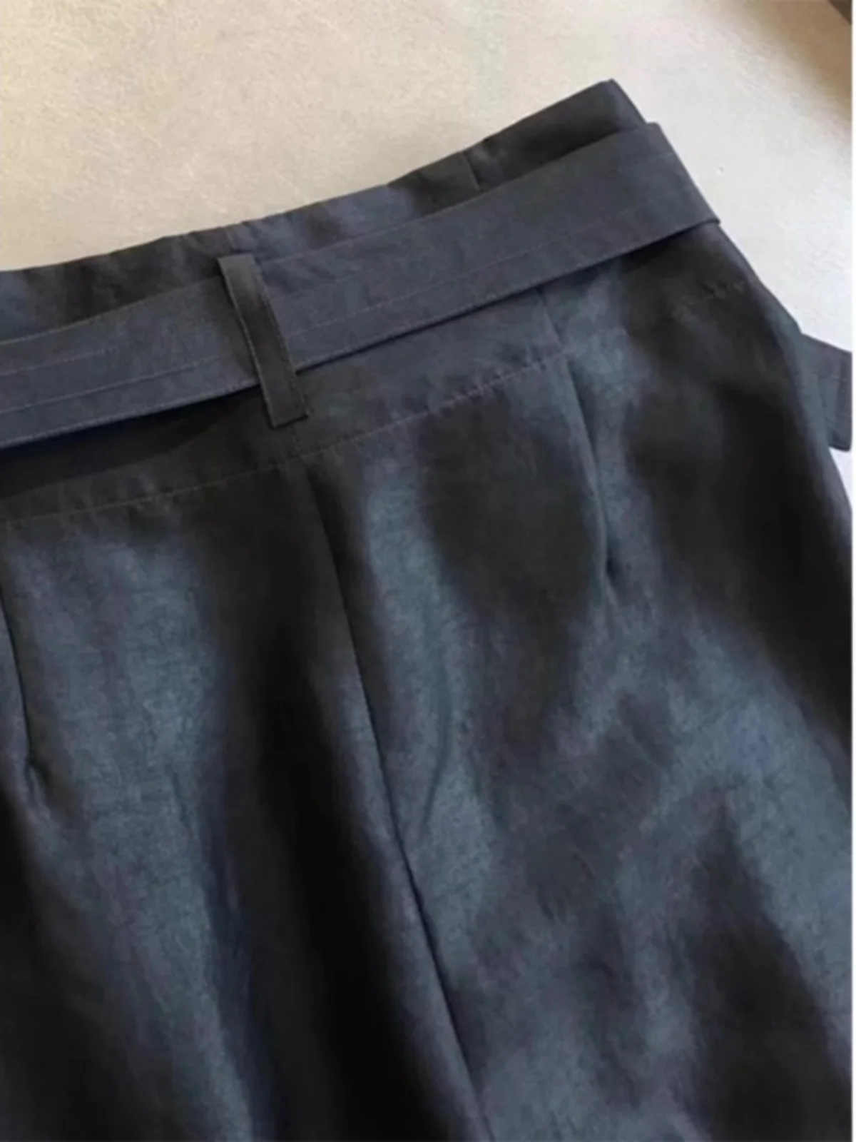 Pantaloni a gamba larga Ele Bla Pantaloni lunghi a vita alta con pieghe laterali dal design cinese vintage casual da donna