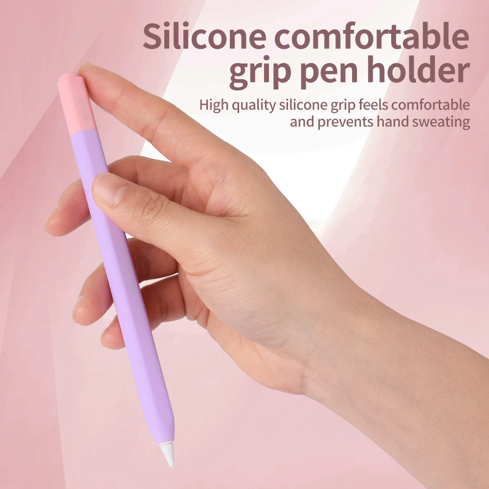 Two-Tone Silicone Protective Sleeve for Apple Pencil USB-C, Soft Anti-Slip Stylus Cover with Removable Cap Colorful Pencil Case