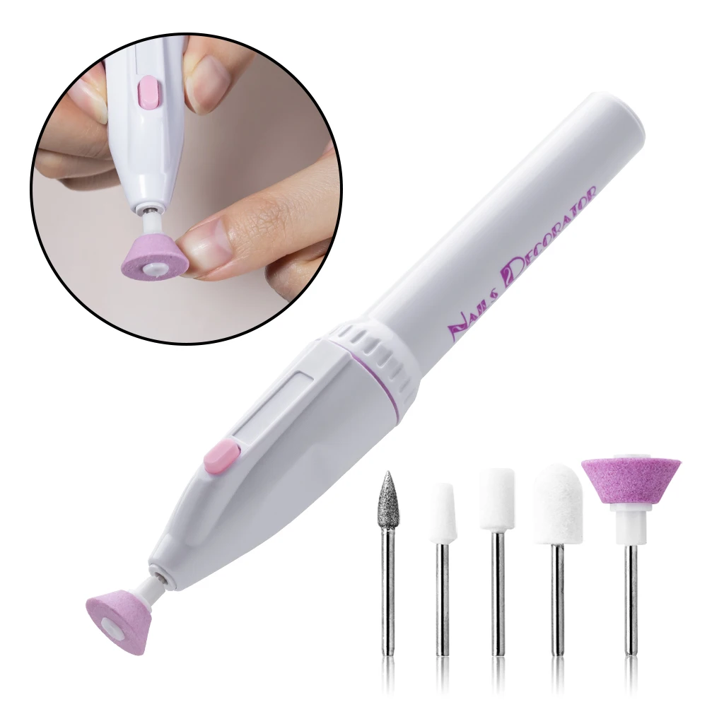 Máquina pulidora eléctrica de uñas RG, Mini máquina pulidora con batería tipo bolígrafo, herramienta de pulido de uñas exfoliante portátil, eliminación de uñas