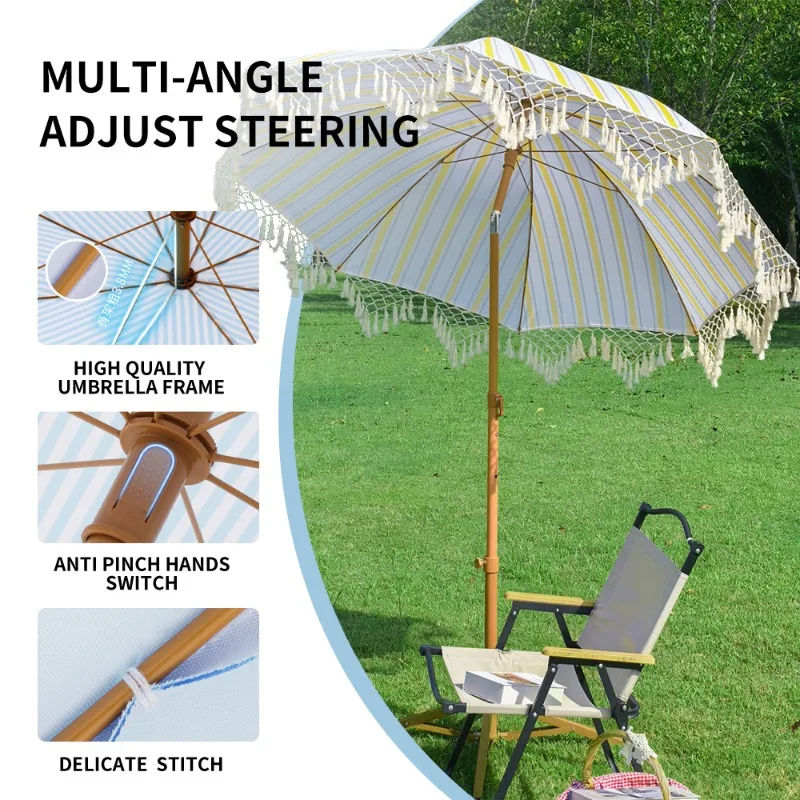 

Decorative Fringe Umbrella for Beachside Resorts and Patio Sun Protection Accessories