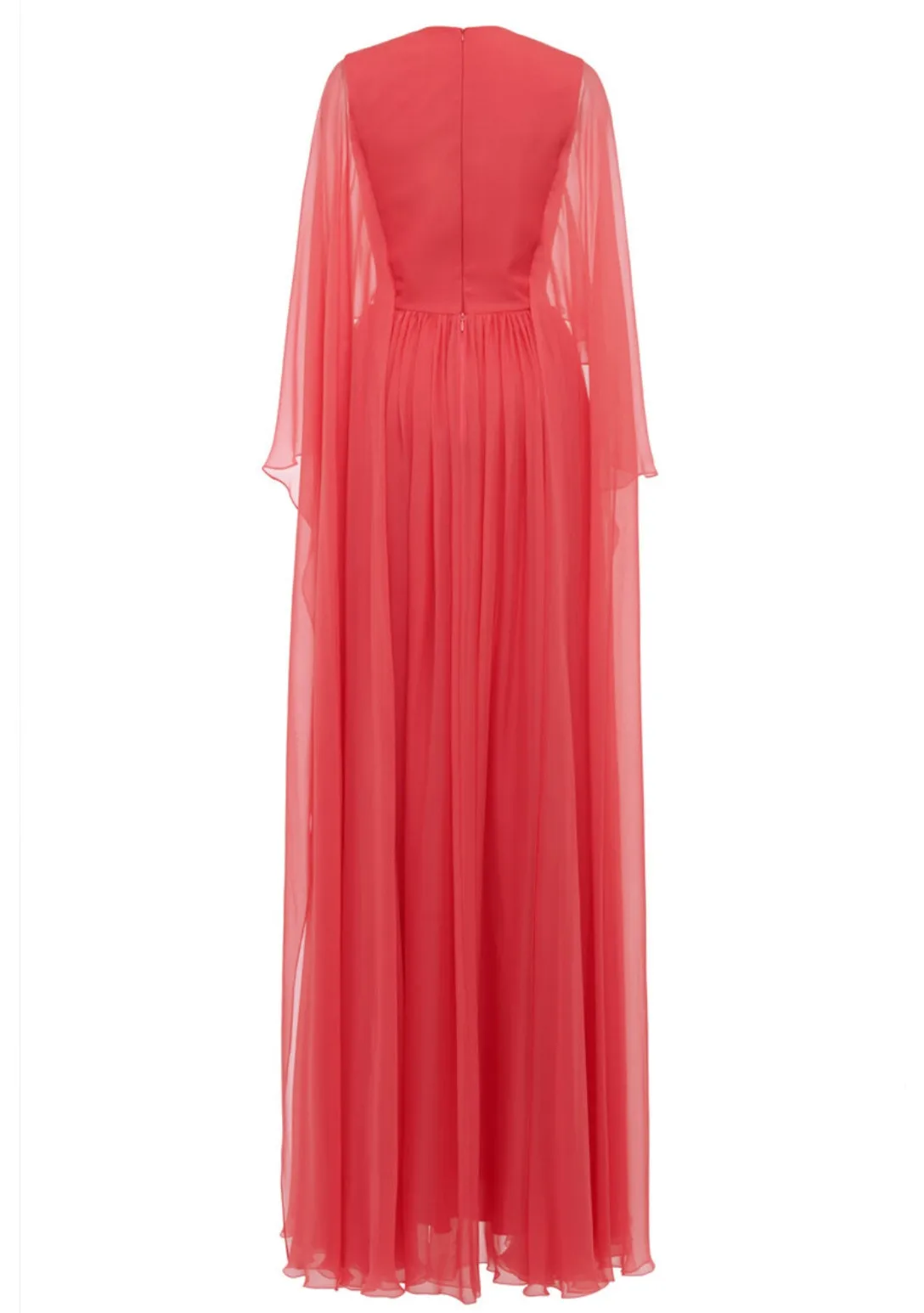 Op maat gemaakte lange avondjurken met O-hals en cape A-lijn chiffon O-hals geplooid فسات Bravo Mohamed vloerlengte galajurk voor dames