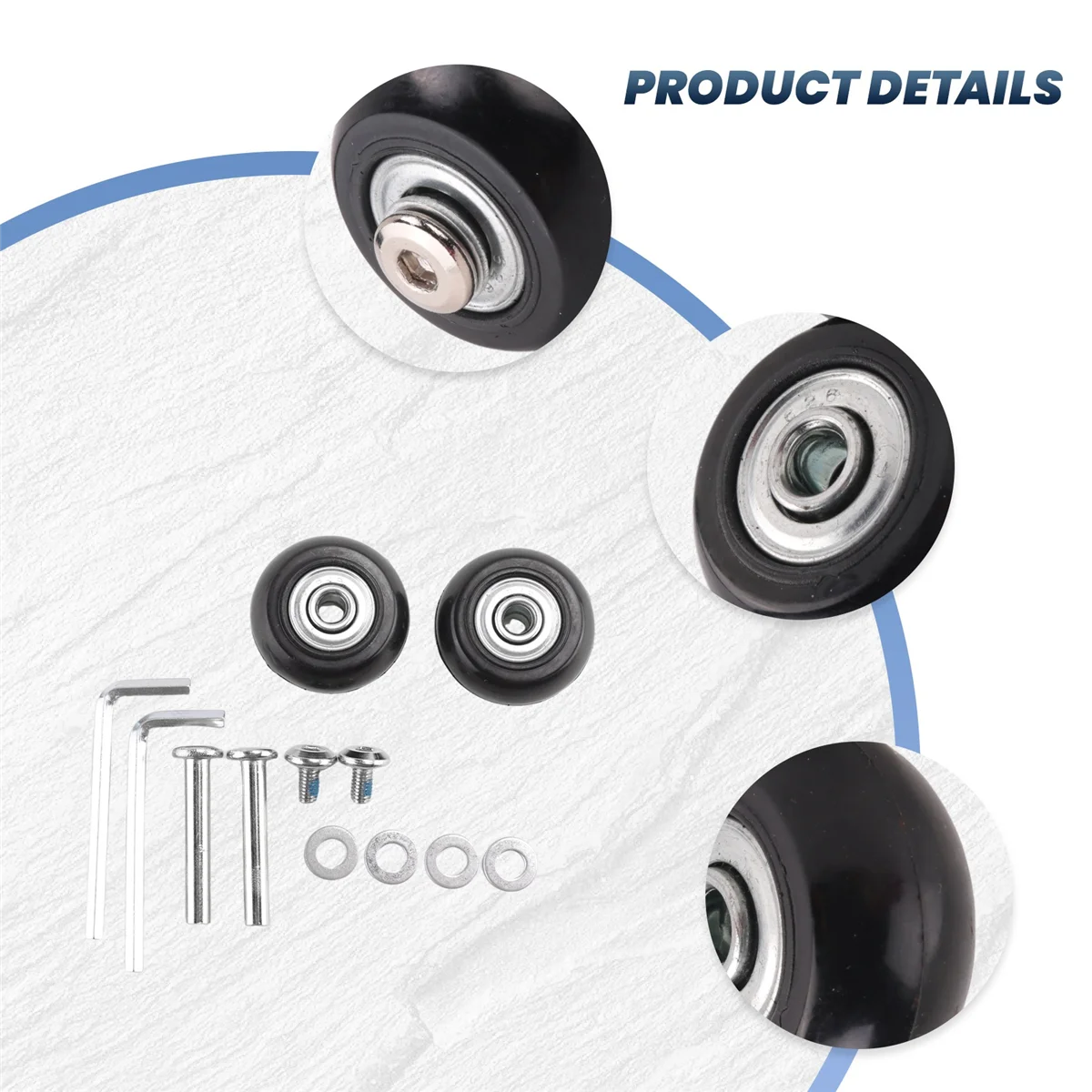 2 Sets of Luggage Suitcase Replacement Wheels Axles Deluxe Repair Tool OD 35mm