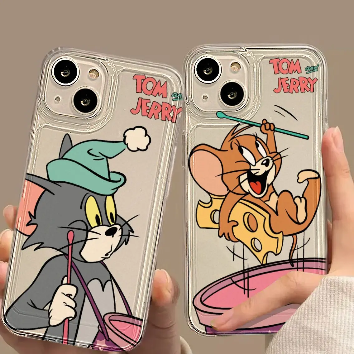 Tom And Jerry Happy Beat A Drum Phone Case For iPhone 15 14 13 12 11 Pro Max XR XS Max 7 8Plus Y2K Soft Silicone Cute Back Cover