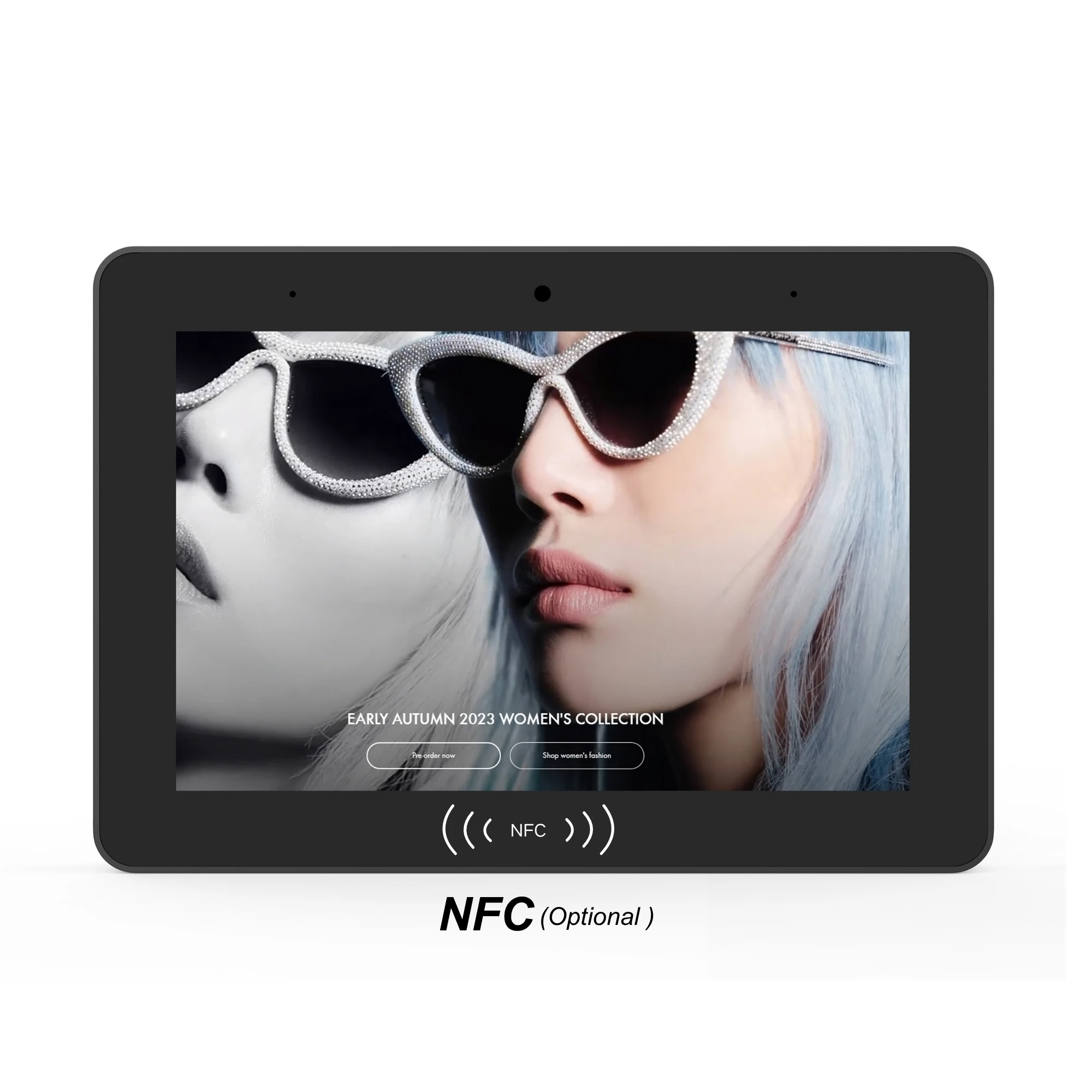 8 Inch Wall-Mounted LCD Advertising Digital Signage Indoor Android 11 2+16GB Touch Screen Option NFC For Commercial Elevator Use