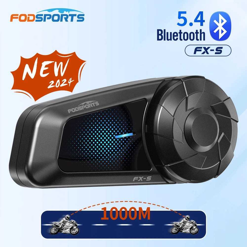 Fodsports FX-S Motorcycle Intercom,Bluetooth Helmet Intercom,Motorcycle Headset,1000M,BT5.4