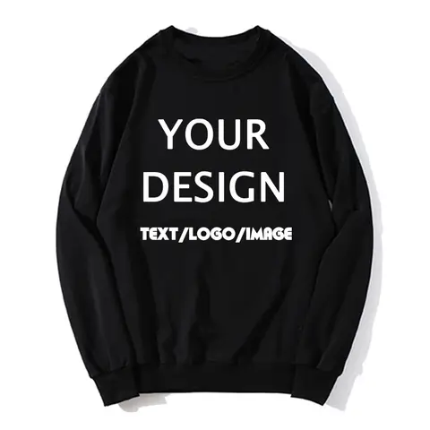 Tasarımınız Buradayır kapüşonlu pamuklu özel sweatshirt Tasarımınız Logo Metni Erkekler ve Kadınlar için Kişiselleştirilmiş Süveter Fitness Üstleri