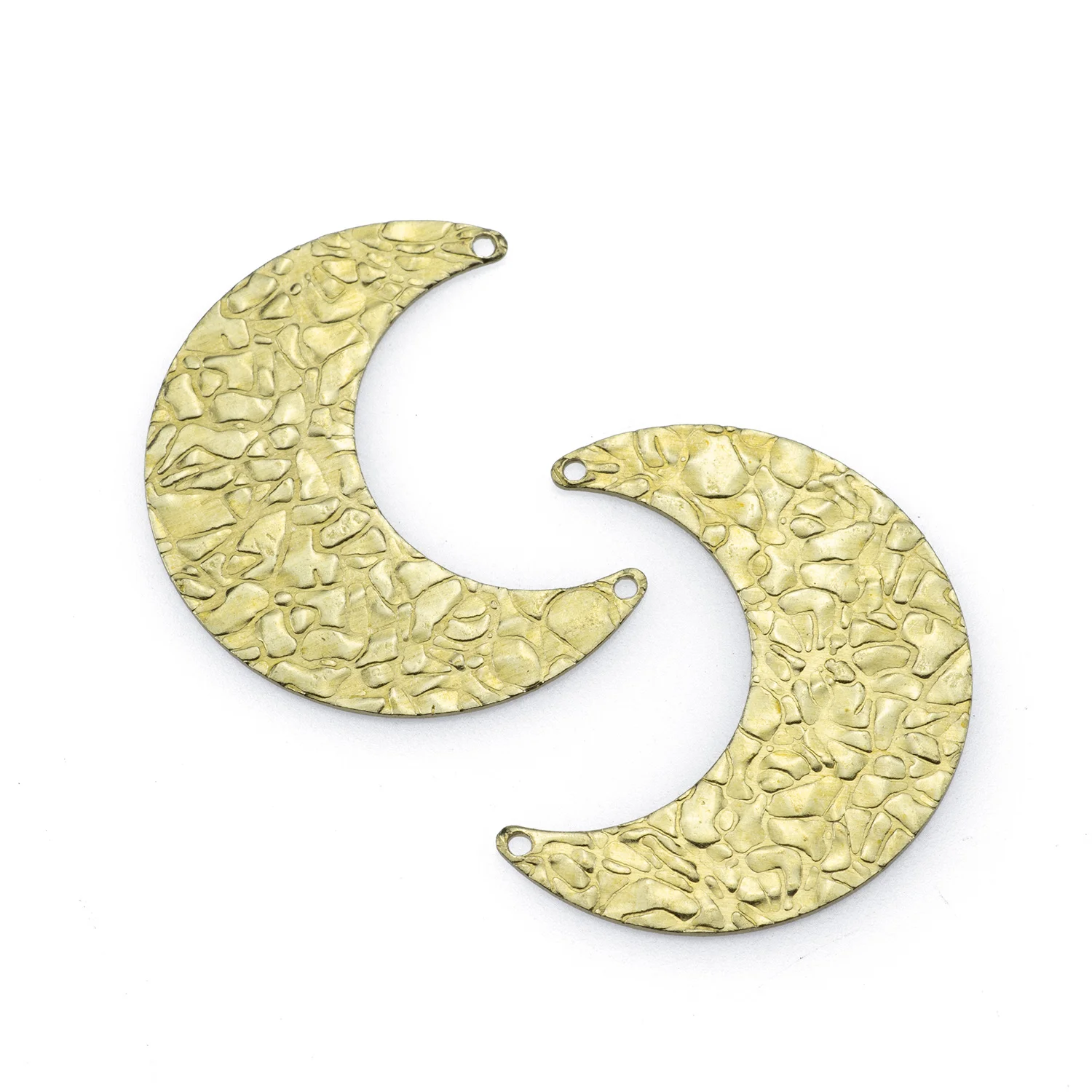 10Pcs Raw Brass Textured Moon Charms Connectors Diy For Women Witchy Celestial Drop Earrings Necklace Jewelry Making