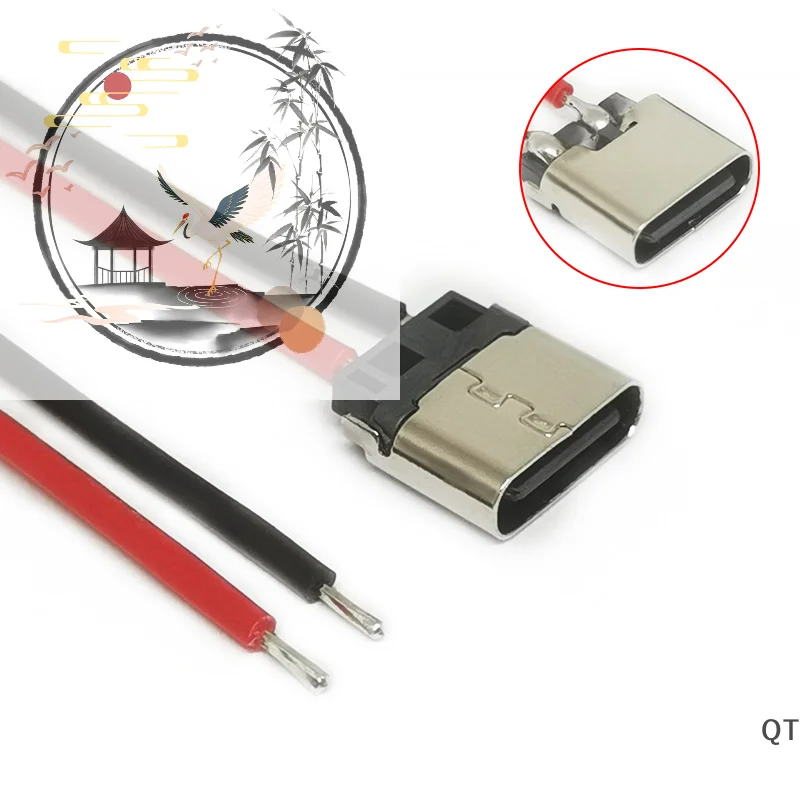 5pcs USB Type-C 2P Welding Wire Female Connector Cable For Mobile Phone Charging