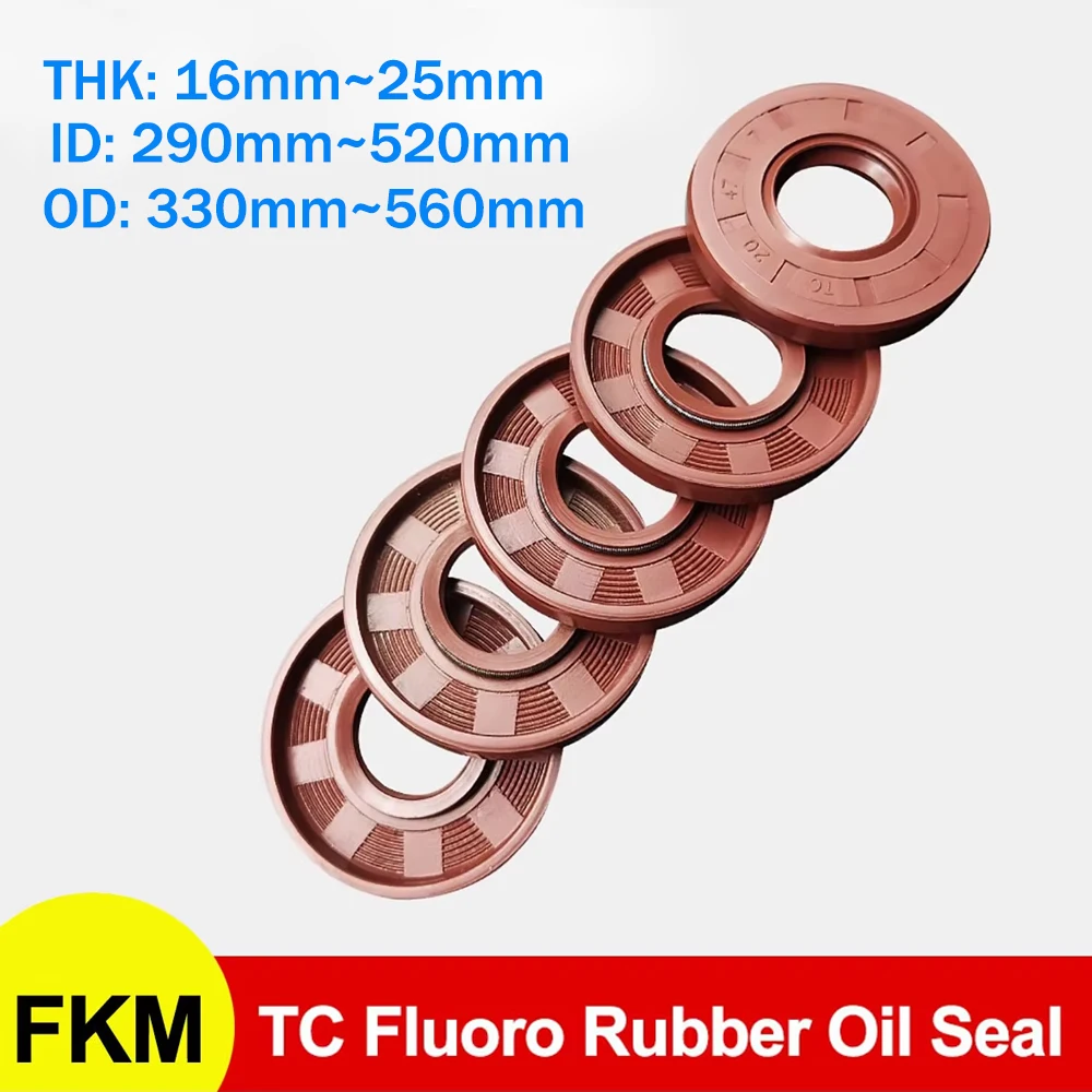 

THK 16~25mm FKM Framework Oil Seal TC Fluoro Rubber Gasket Rings Cover Double Lip with Spring for Bearing Shaft ID 290~520mm