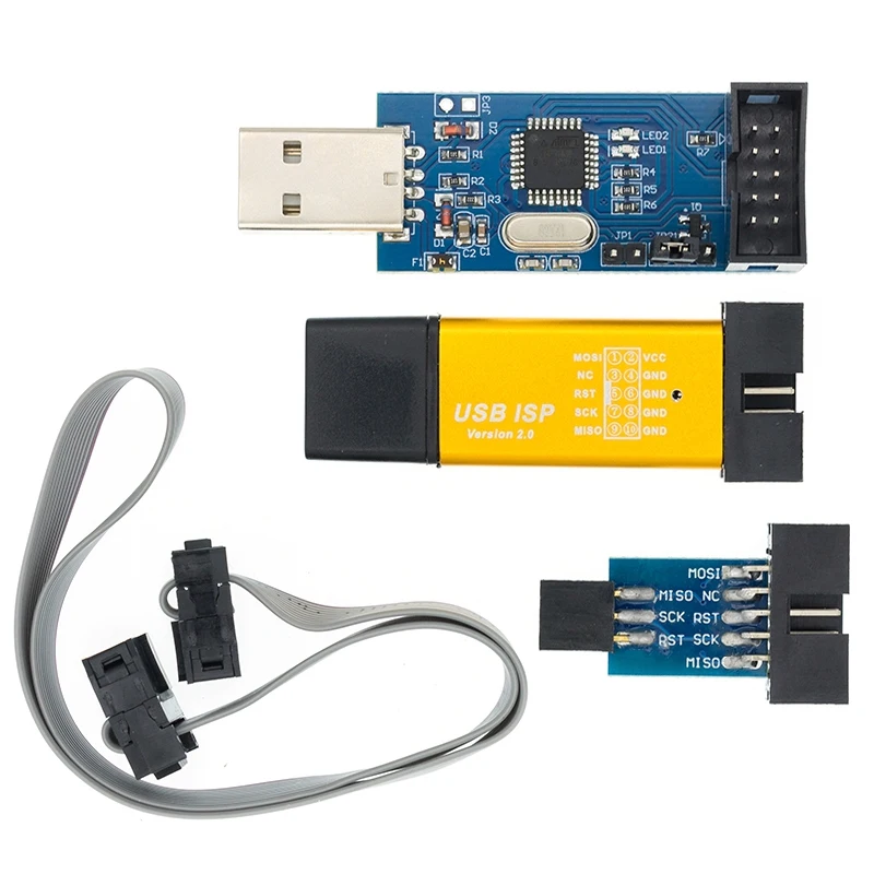 1 قطعة جديد USBASP USBISP AVR مبرمج USB ISP USB ASP ATMEGA8 ATMEGA128 دعم Win7 64K 10Pin إلى 6 دبوس لوح مهايئ