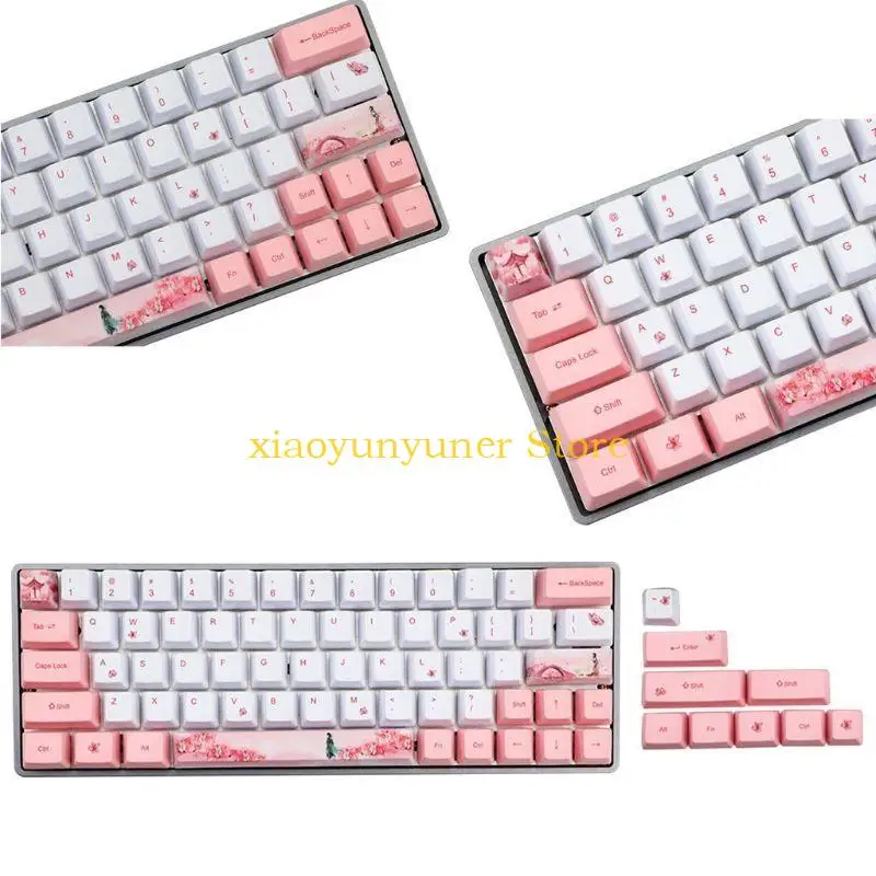 

P9JB PBT Baby Pink Keycaps Set Fit for Cherry MX Mechanical Keyboard GH60 GK61 GK64