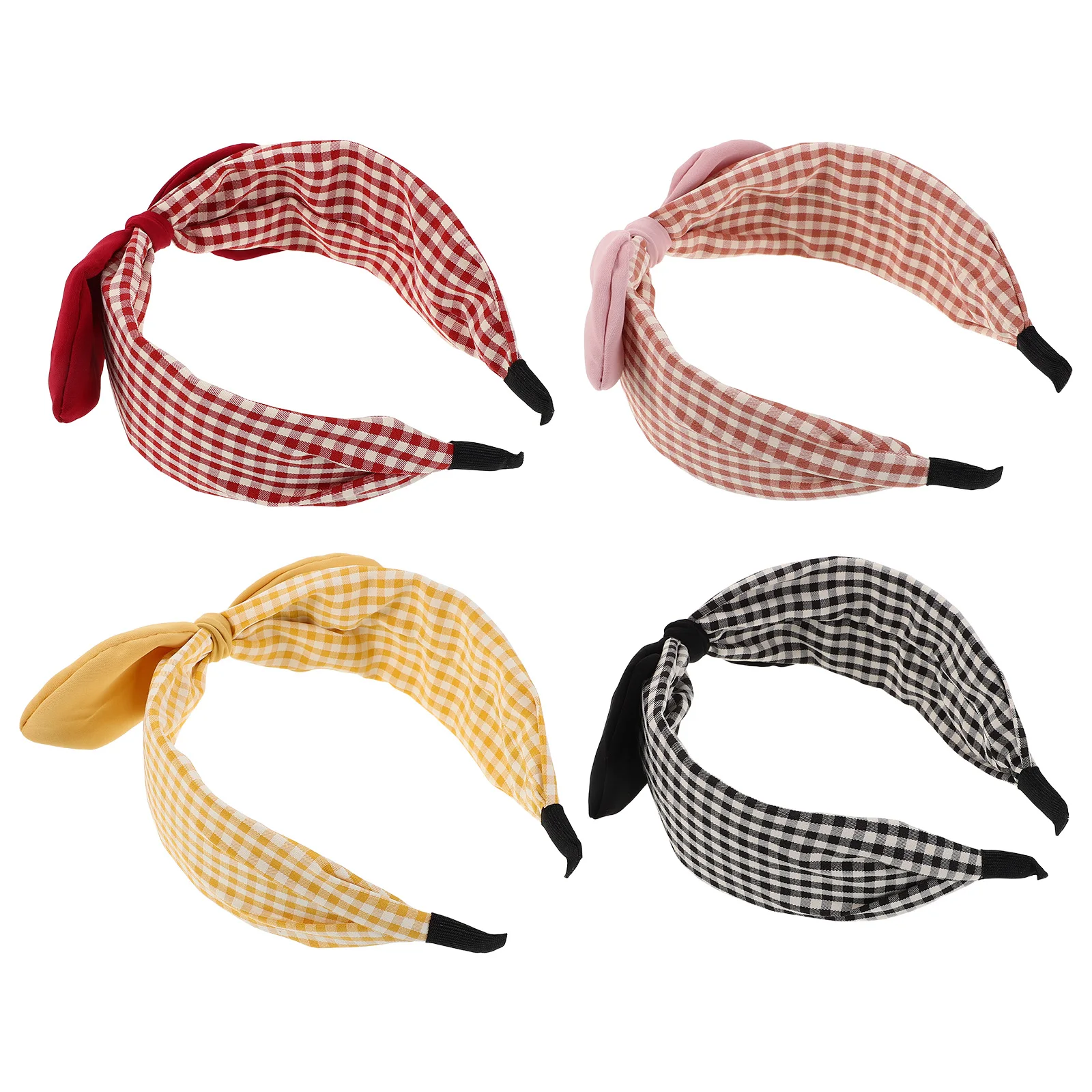 

4Pcs Bow Wide Headbands Ladies Hairband Fashionable Plaid Hair Bands Comfortable Stylish for Everyday Party Wedding