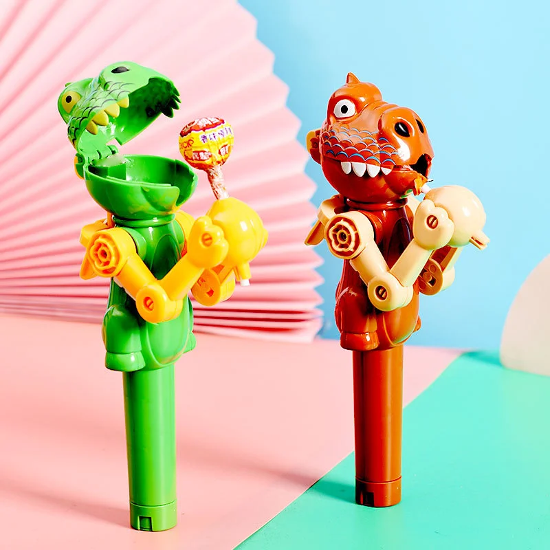 

1PC Creative Lollipop Robot Holder Novelty Dinosaur Shape Kids Toy Gift For Children Lollipop Candy Storage (Green Yellow Random