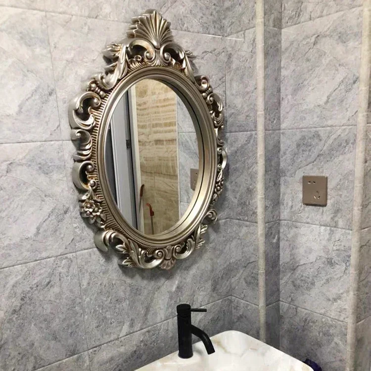 Европейско-американское декоративное зеркало овальное, зеркало для ванной комнаты, настенное зеркало в стиле ретро