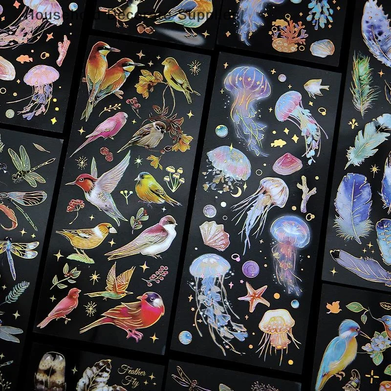 

3 Sheets Themed Hot Stamping Sticker Set Decorative Stickers For Journaling Scrapbooking And DIY Crafts