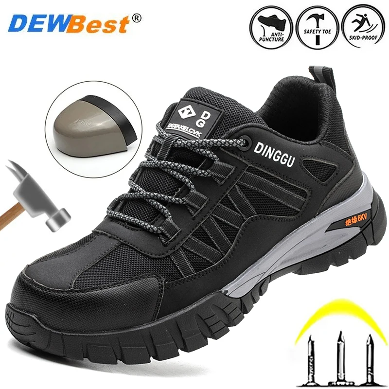 Men's models four seasons safety shoes lightweight anti-stabbing steel head anti-smash construction site work shoes