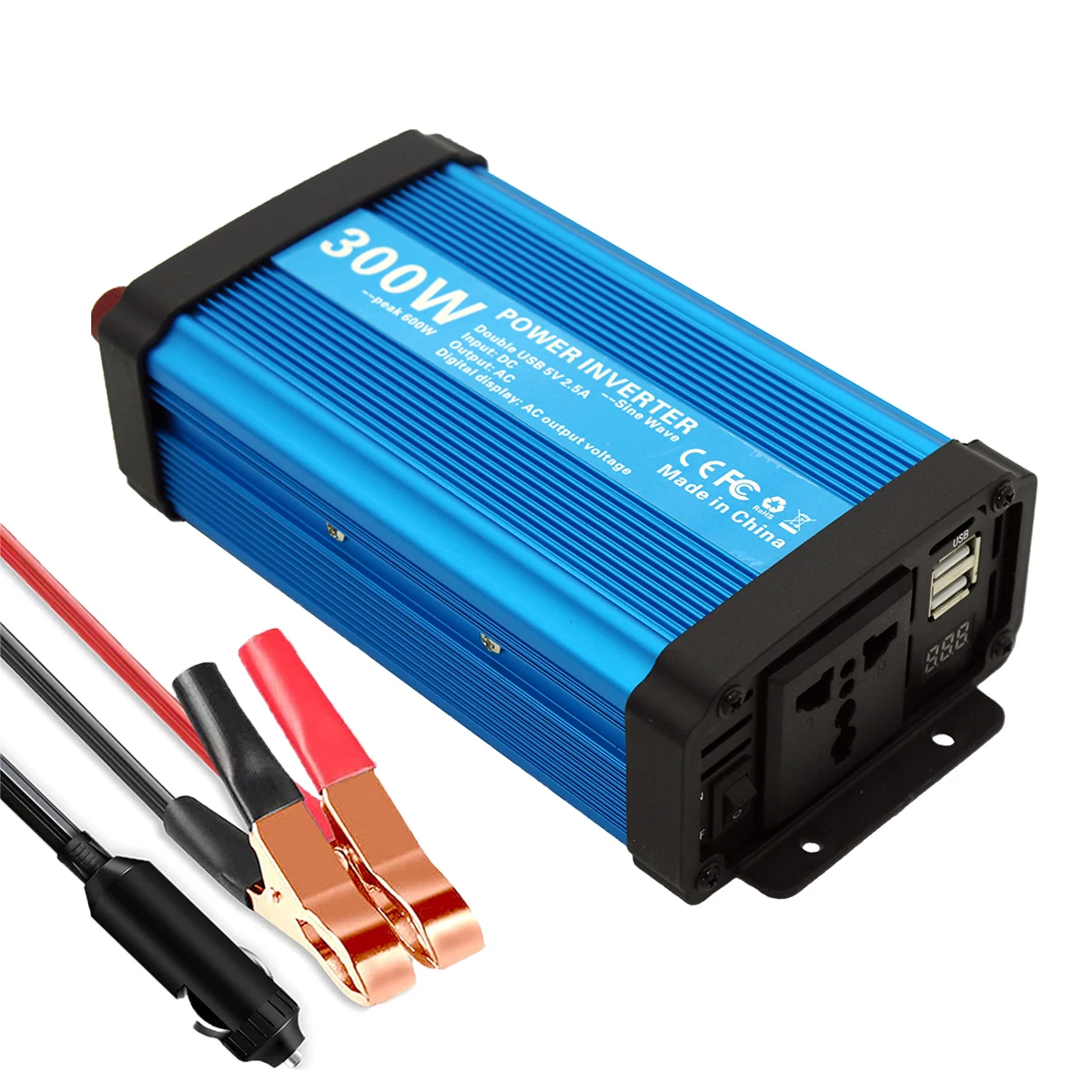 

True 300W peak 600W pure sine wave power inverter DC 12V to AC 110V 120V 230V 240V 2 USB port car charger