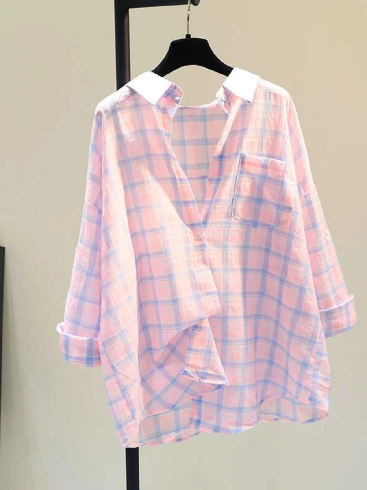 Talla grande 2300 Pou Cheered Protección solar informal para mujer irt Primavera Otoño Suelto Adelgazante Versátil Largo Sve C...