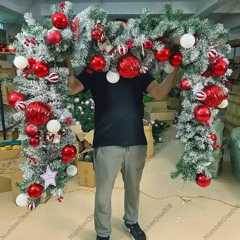 カスタムクリスマスラタンシーンアレンジメント-クリスマスオーナメント-リーストップアーチ-クリスマスブランチ-ウィンドウドアハンギング