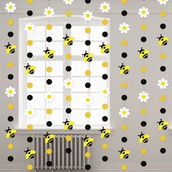 Bee Theme Party Bee Daisy Dots Paper Pull Flower Bedroom Garden Birthday Wedding Baby Shower Party Hanging Bunting Garland Decor