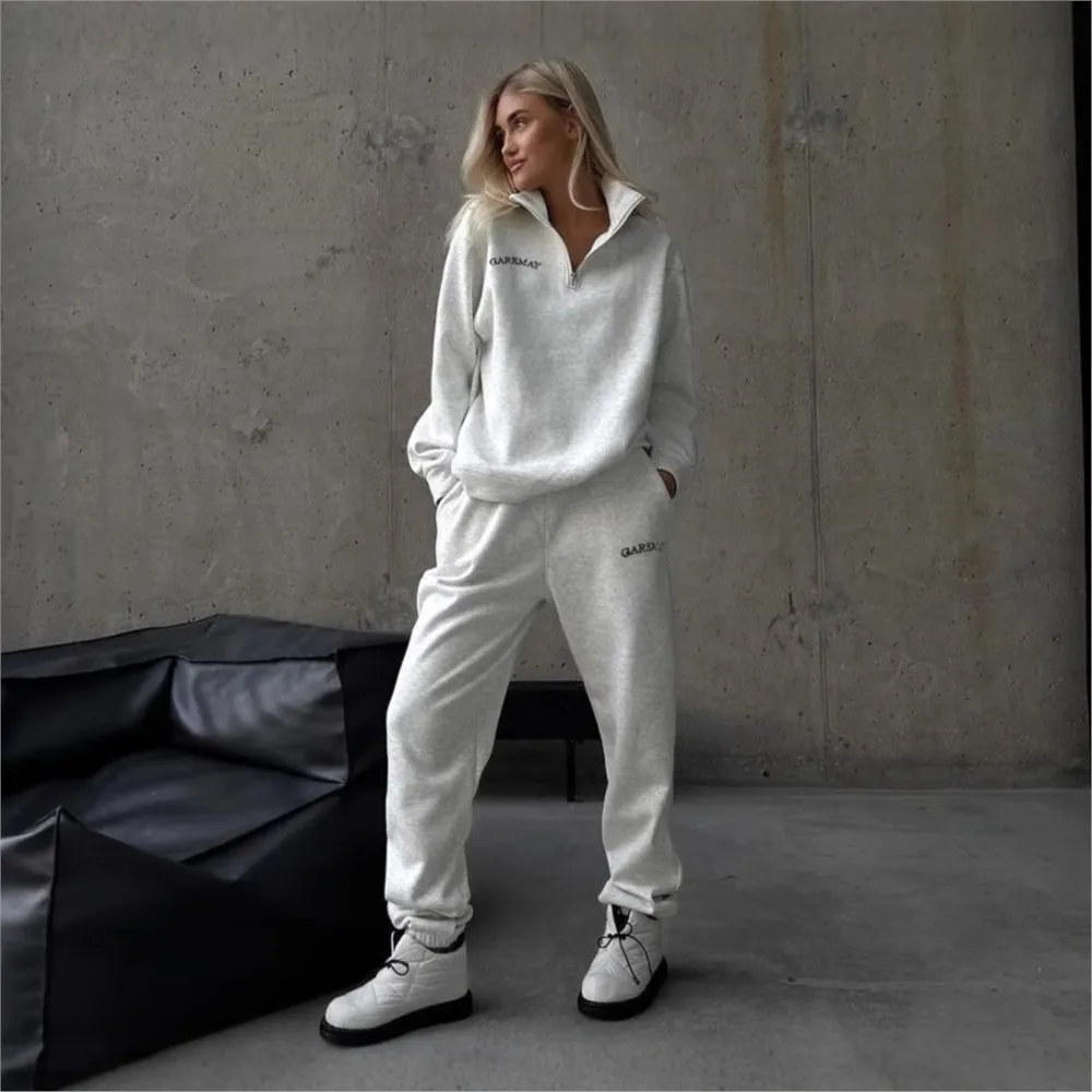 Women's Autumn and Winter Suit Casual Fashionable Thickened Zipper Hoodie Long Sleeve Sweatshirt + Trousers Two-piece Suit 2025