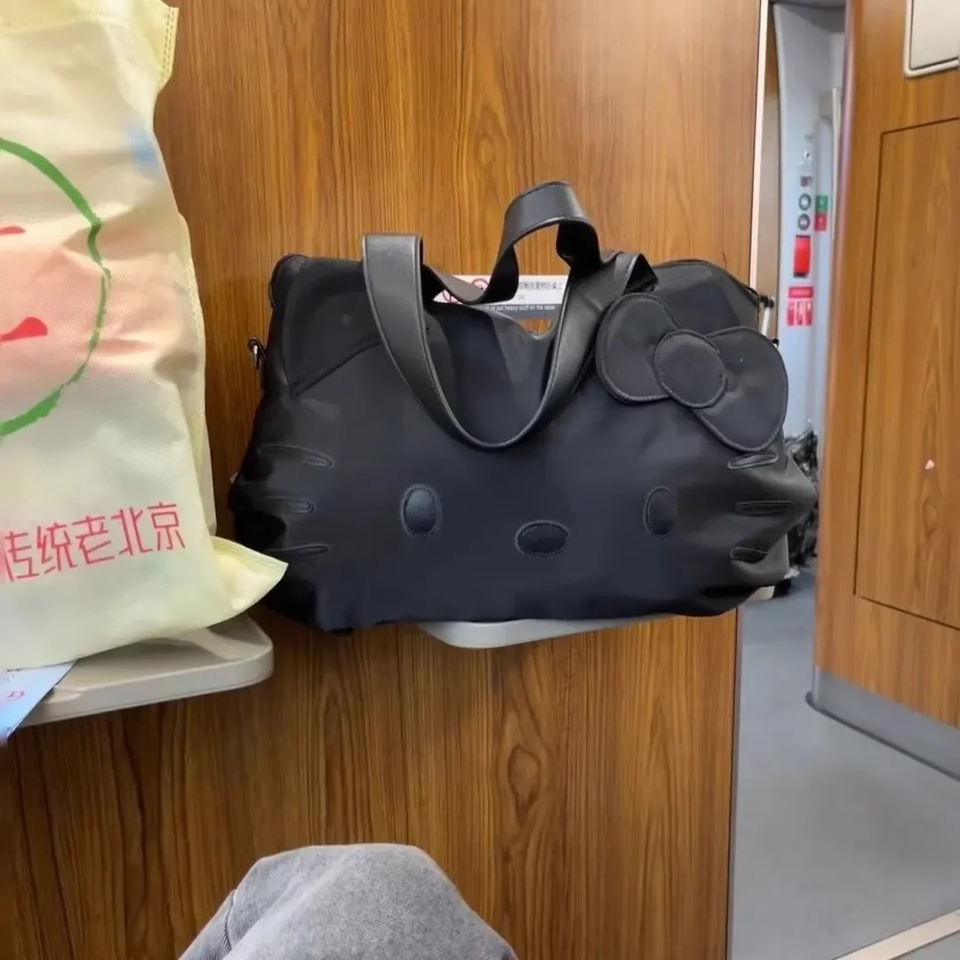 Black Hello Kitty borsa a tracolla monospalla borsa a tracolla di grande capacità borsa da viaggio a breve distanza per studentessa portatile