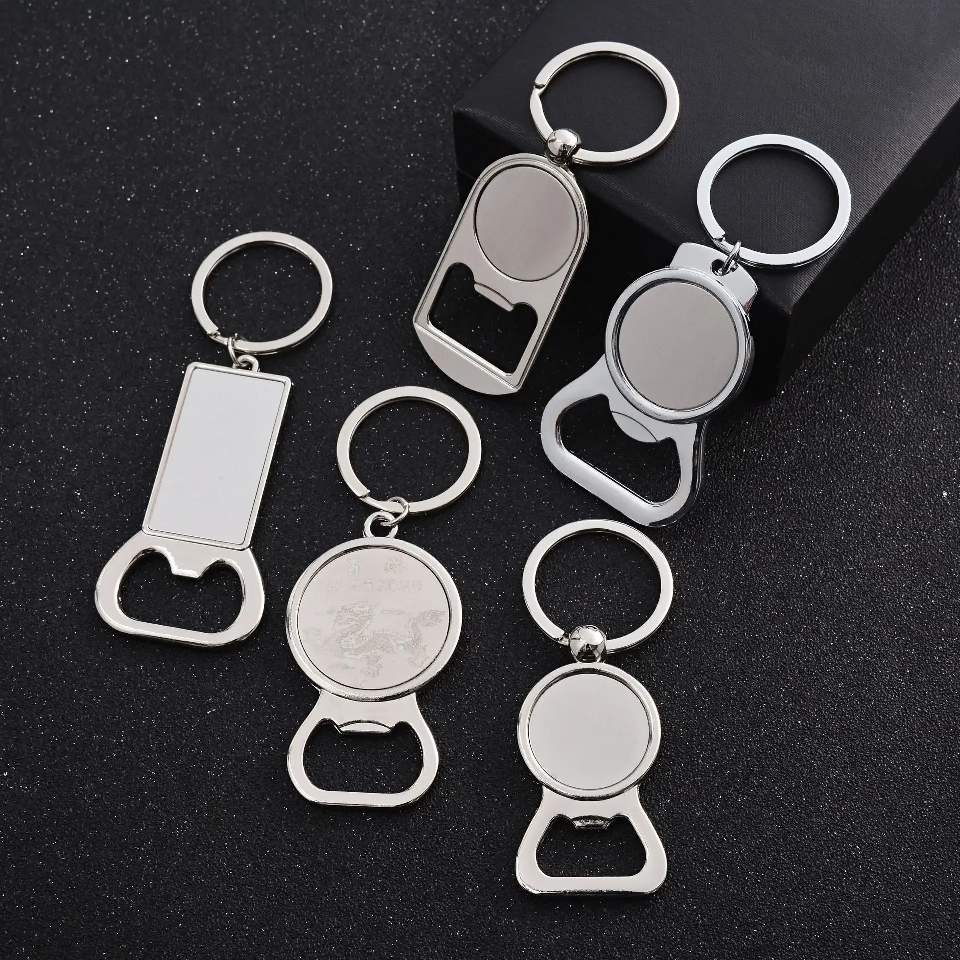 50PCS Metal Bottle Opener Keychain Wedding Custom Two-dimensional Code Pendant Double-sided Logo Beer Bottle Opener