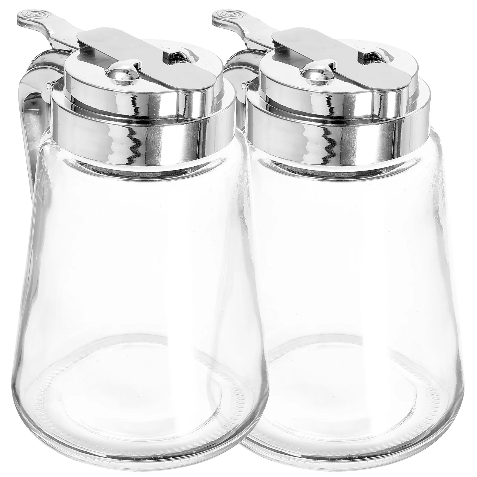 

2 Pcs Glass Dispenser Maple Syrup Cream Container Pancake Bottle Stainless Steel Salad Dressing Milk