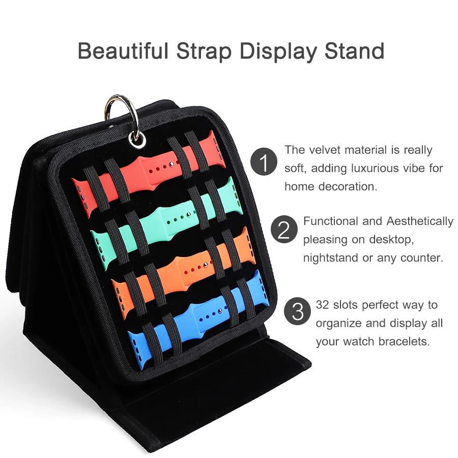 32 Slot Velvet Watch Strap Organiser Display for iWatch Apple Watch Band Organiser Watchband Watch Collector Case Retail Show