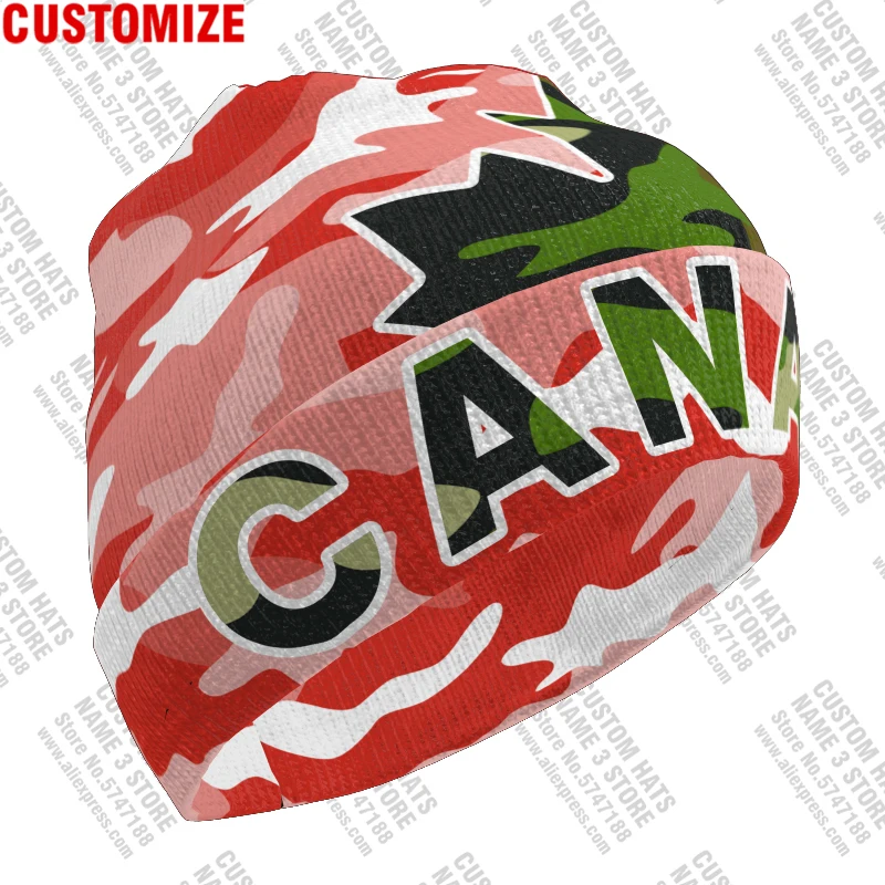 Canada Knitted Hat Free Custom Name  Winter Cold Pullover Canadian Maple Leaf French Can Flags Keep Warm Caps Ca Hip Hop Beanies