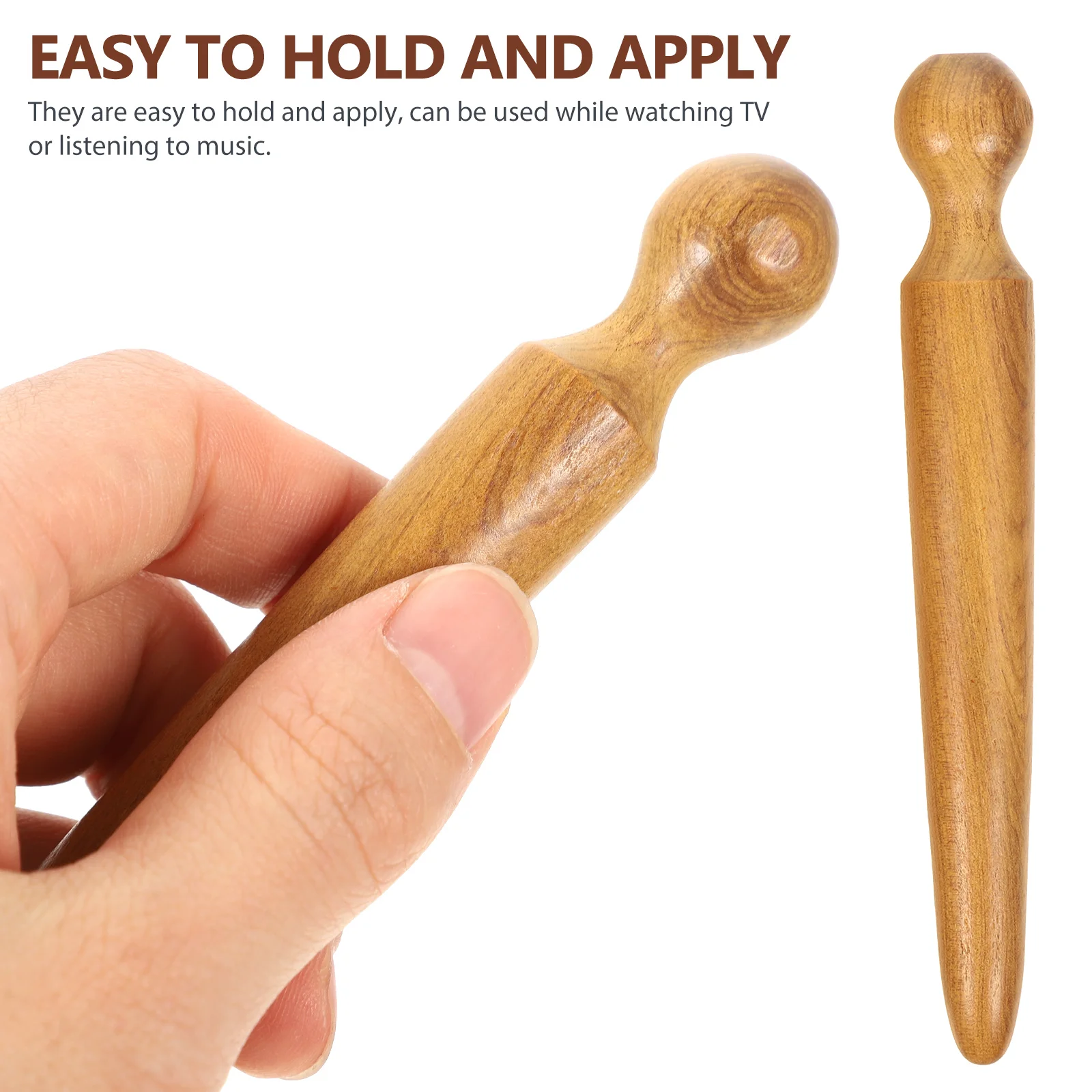 

2pcs Wooden Acupressure Massage Tools Smooth Retro Shape Foot Body Lymphatic Massager Stick Handheld Natural Material