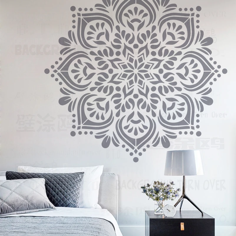 80cm - 120cm Stencil Decor For Painting Decorative Plaster Wall Template Furniture Makers Huge Giant Mandala Ceiling Round S164