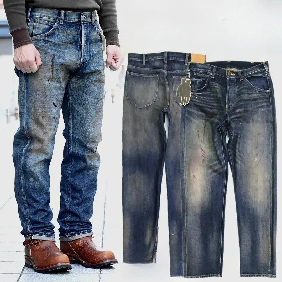 26SS New GLD HD Limited Heavy Wash Paint Stain Servage Denim Cattle Vintage Jeans