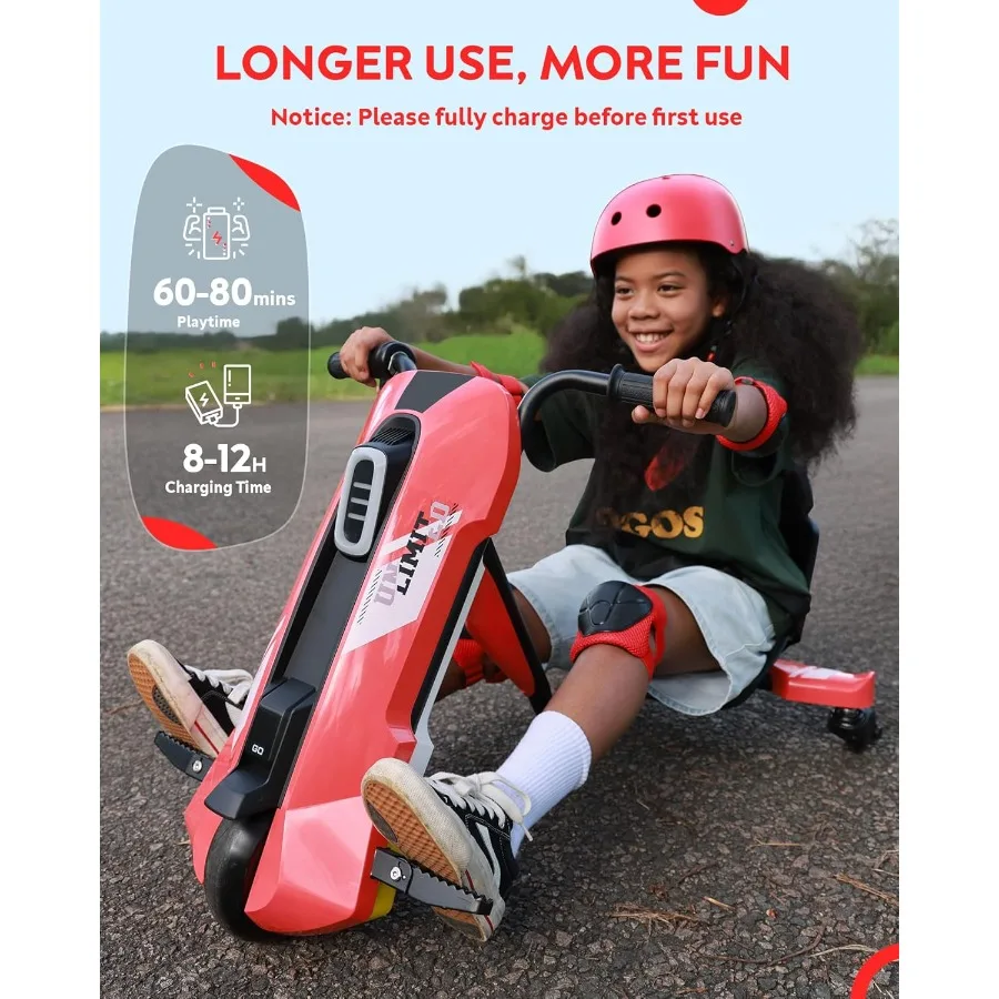 عربة الذهاب الكهربائية للأعمار من 6 إلى 12 عامًا - 24 فولت عربة الذهاب الانجراف مع قبضة تويست تدور 360 درجة للتحكم في السرعة بحد أقصى 6 ميلا في الساعة 3 أدوات قابلة للتعديل #3