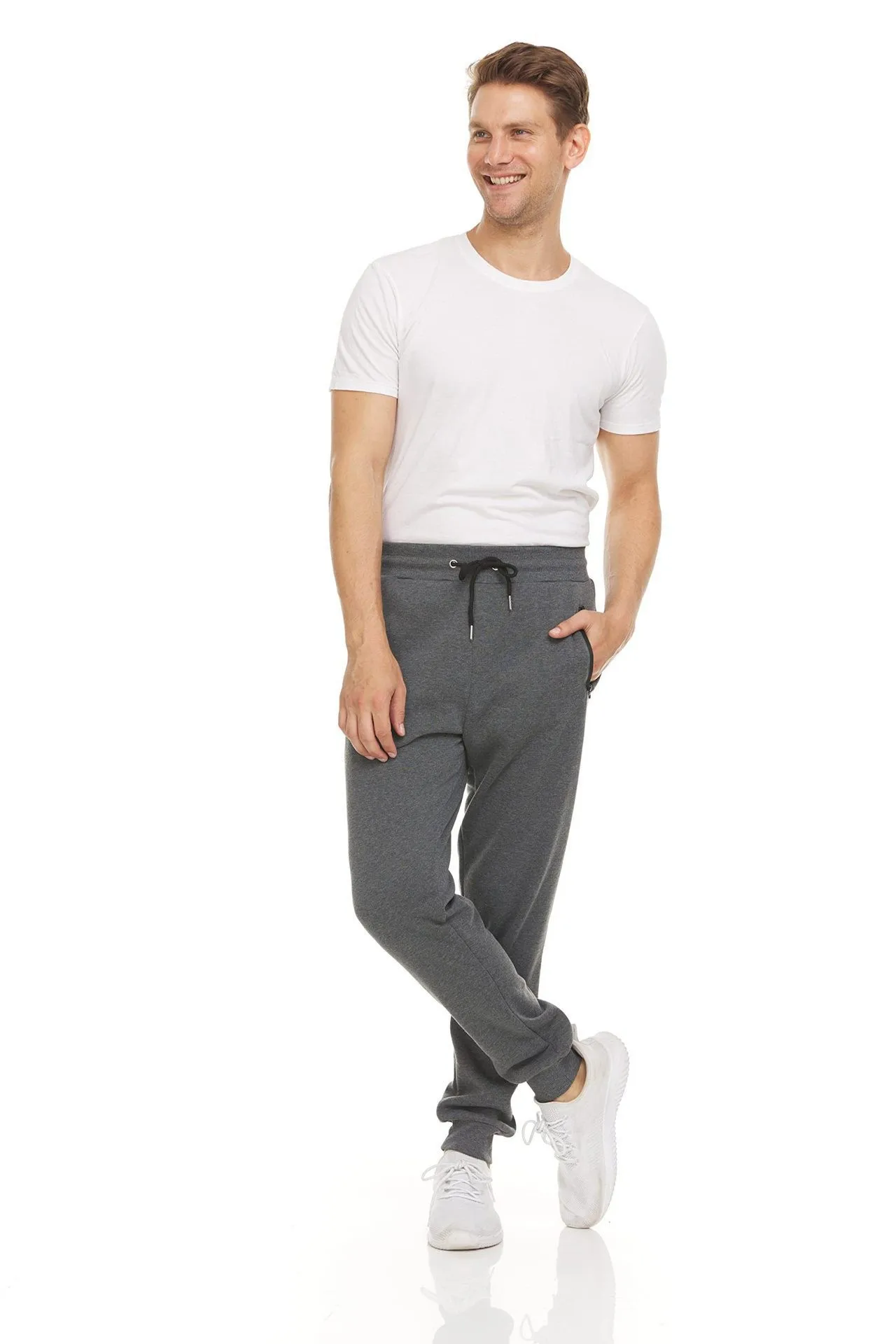 2026 New Sweatpants Streetwear Trousers Men Pants Solid Color Drawstring Zipper Pockets Cargo Pants Men Overalls Running Pants