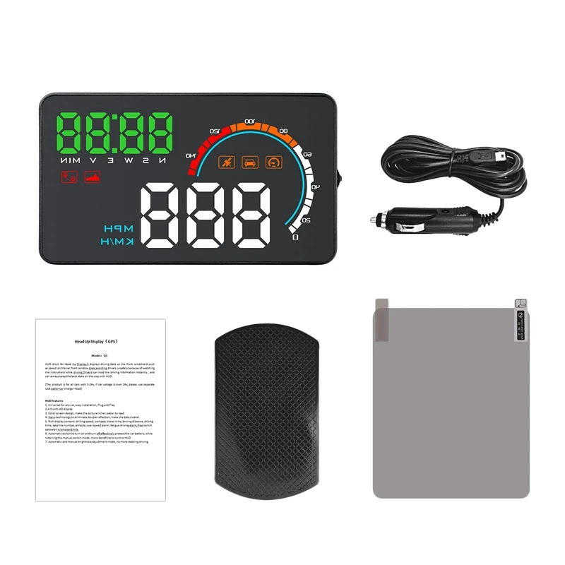 

Q5 4 Inch Universal Car Hud Head Up Display Digital Overspeed Warning System