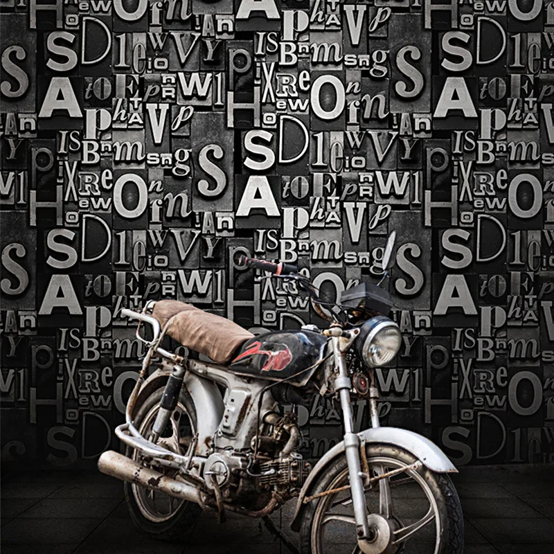 

Retro wallpaper 3D three-dimensional nostalgic English letters non self-adhesive background wall wallpaper home decor