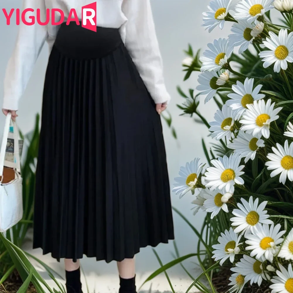 

Korean Fashion Maternity Skirt 2025 Spring Pregnant Woman clothing Elastic Waist Belly Pregnancy photoshoot Skirts Skinny