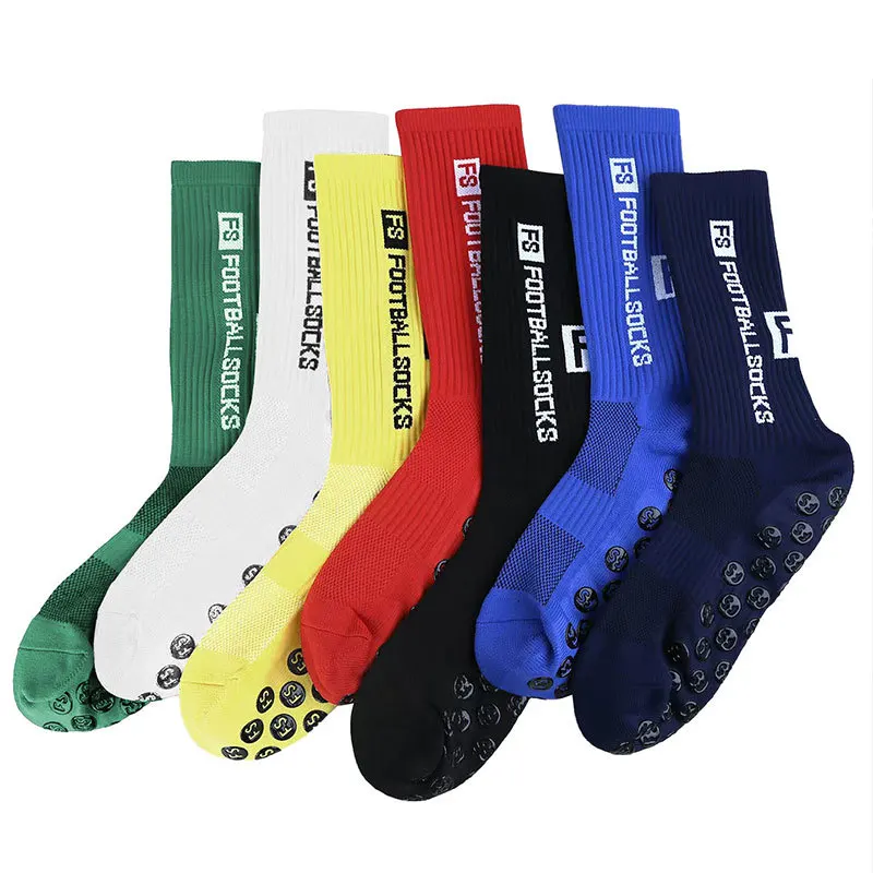 4 Pairs Football Socks Sports Socks Men Women Mid-calf Socks Silicone Non-slip Dot Socks Grip Volleyball Cycling Basketball Sock