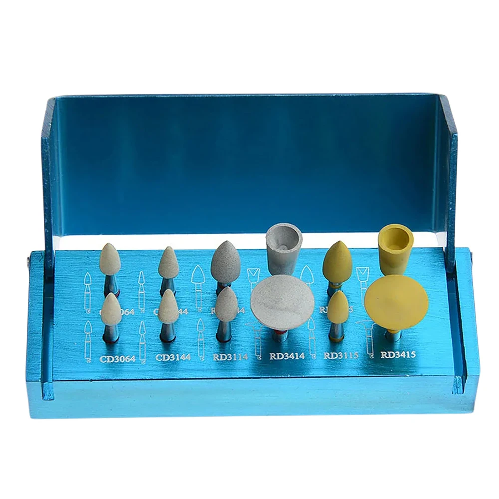 12 Pcs/Kit AZDENT Dental Diamond Ceramic Grinder Rubber Polisher for Composite Materials Porcelain Zirconia Dentistry Polishing