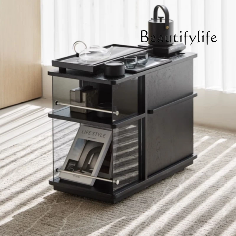 

Japanese-style medieval style high-end coffee table living room movable household small tea cart