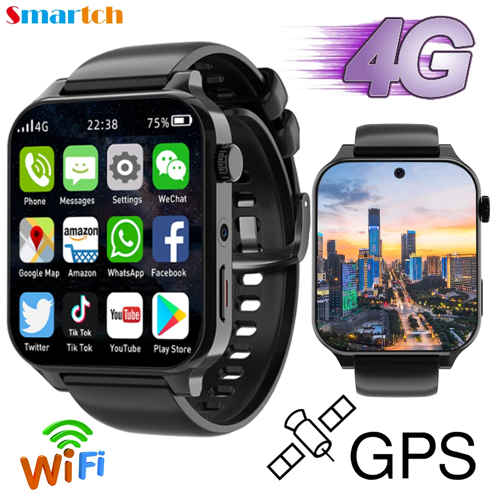 2024 New 1.99 Inch 4G Call RAM 4GB ROM 64GB Smart Watch Dual Camera Heartrate Testing GPS Wifi Waterproof Sports Men Smartwatch