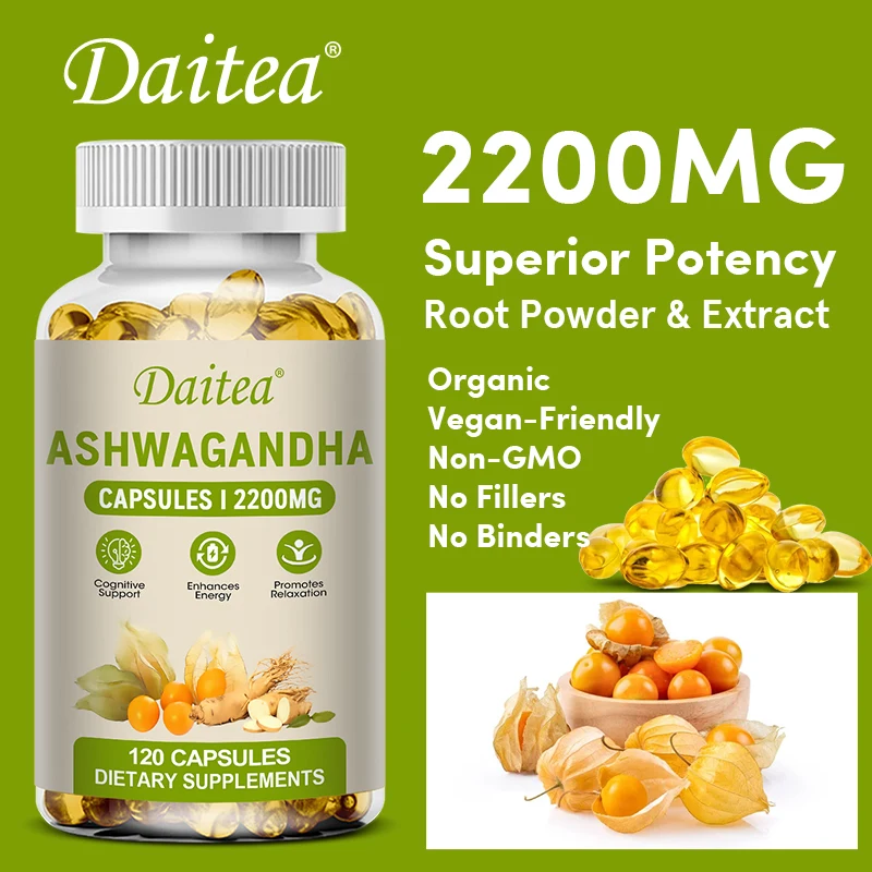 Daitea Ashwagandha Supplement, Supports Immune System, Healthy Sleep, Helps Reduce Stress and Promotes Overall Health, Non-GMO