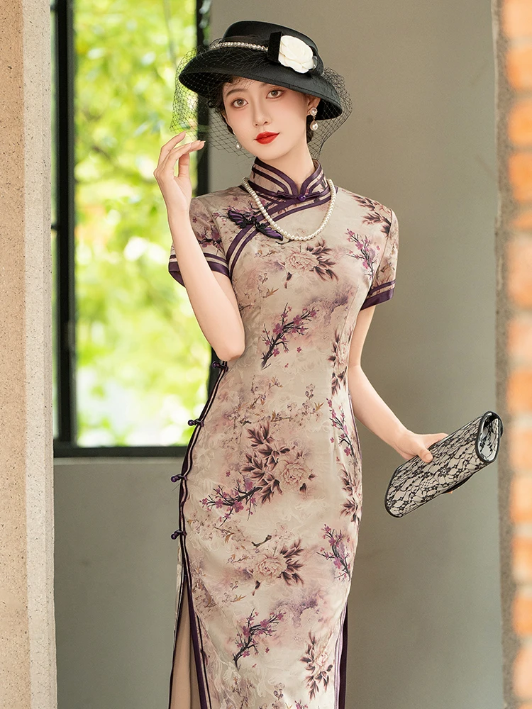 

Винтажное платье Ele в стиле Шанхай: высококачественное, подходит для повседневной носки, из смеси полиэстера и спандекса.