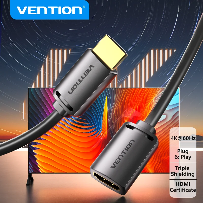 Vention Extension Cable HDMI 2.0 Cable for PS5 GoPro Hero 8 8K/60Hz 4K/120Hz Ultra High-Speed 48Gbps eARC HDCP 8K Cable HDMI 2.1