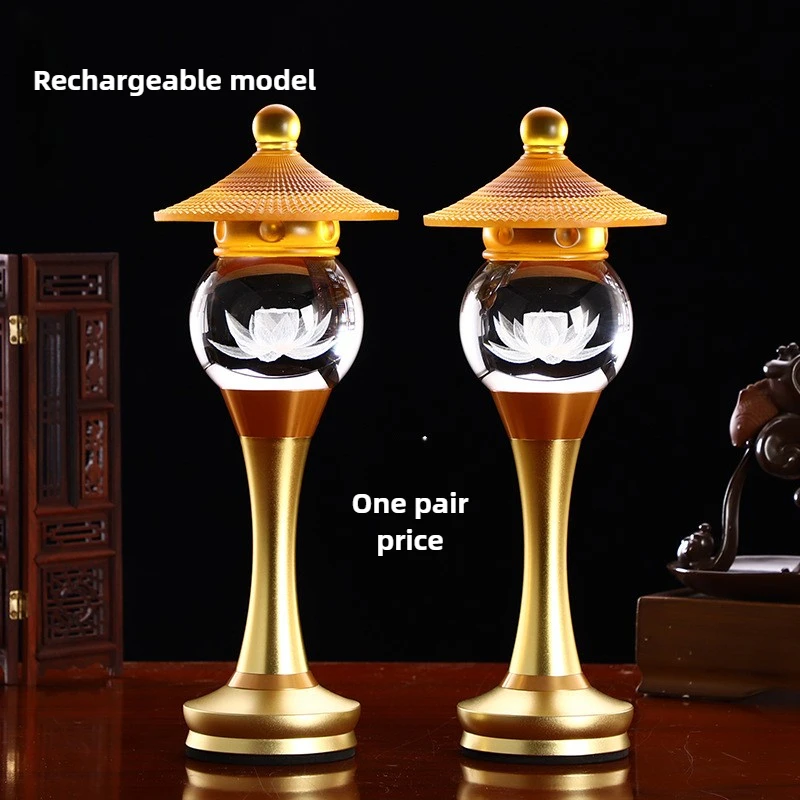 Wholesale Lotus LED Light Buddhist Offering Lamp Rechargeable Home Decor Long Lasting