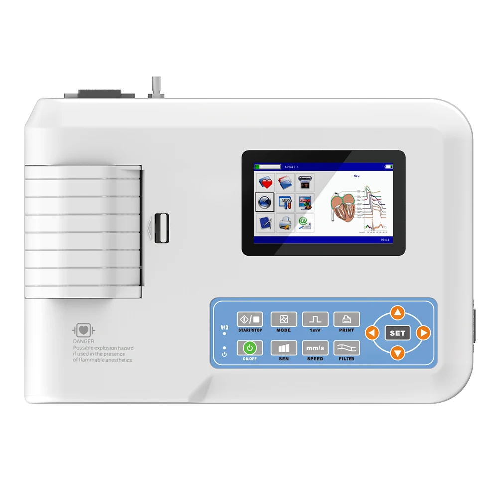 3/6/12 Lead ECG Waveform Animal use Portable ECG 300G 3-channel Veterinary Electrocardiograph Monitor Display